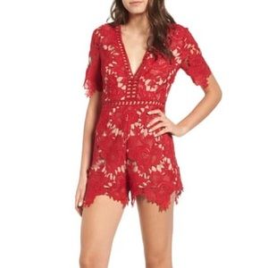 ASTR Red Lace Romper
